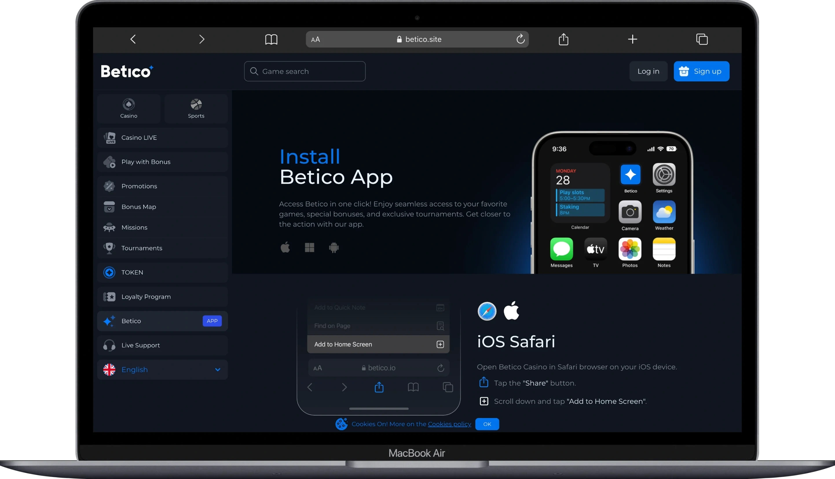 Betico Casino App Screenshot